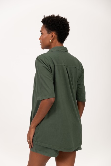 Chemise Com Top Franzido Verde Musgo