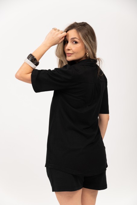 Chemise Com Top Franzido Preto
