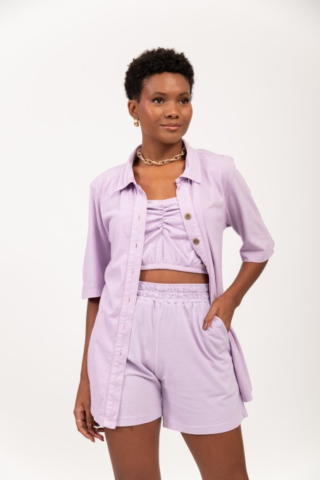 Chemise Com Top Franzido Lilás