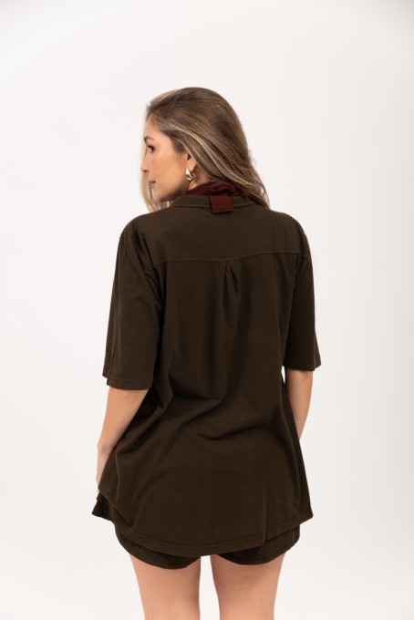 Chemise Com Top Franzido Café