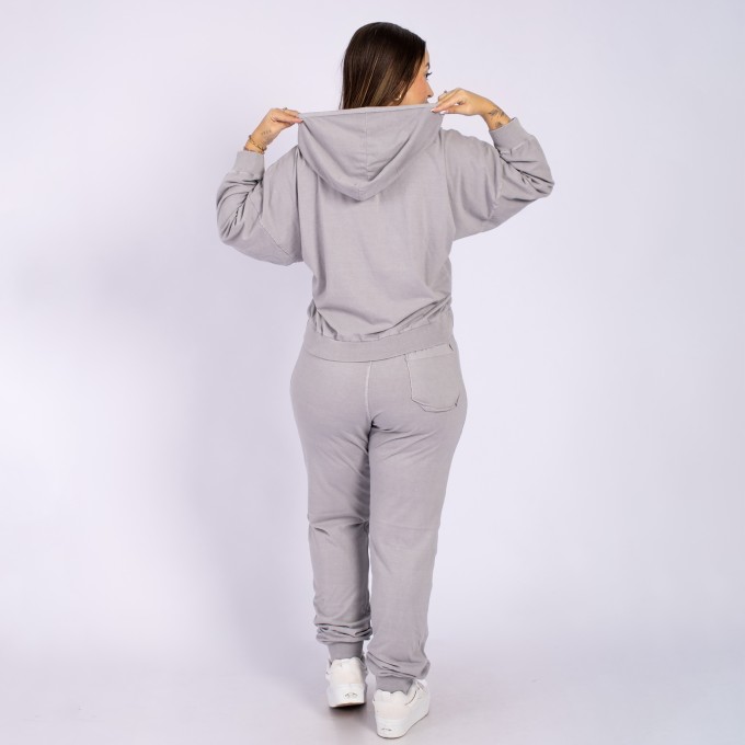 Conjunto Com Capuz E Calça Jogger Cinza Prata