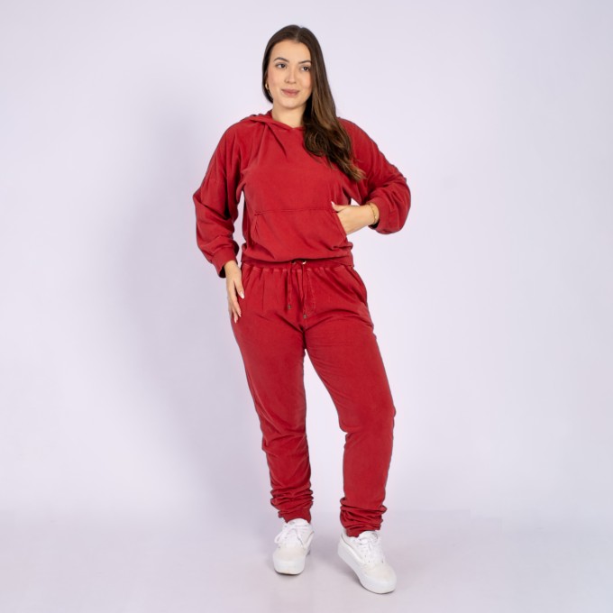 Conjunto Com Capuz E Calça Jogger Fúcsia