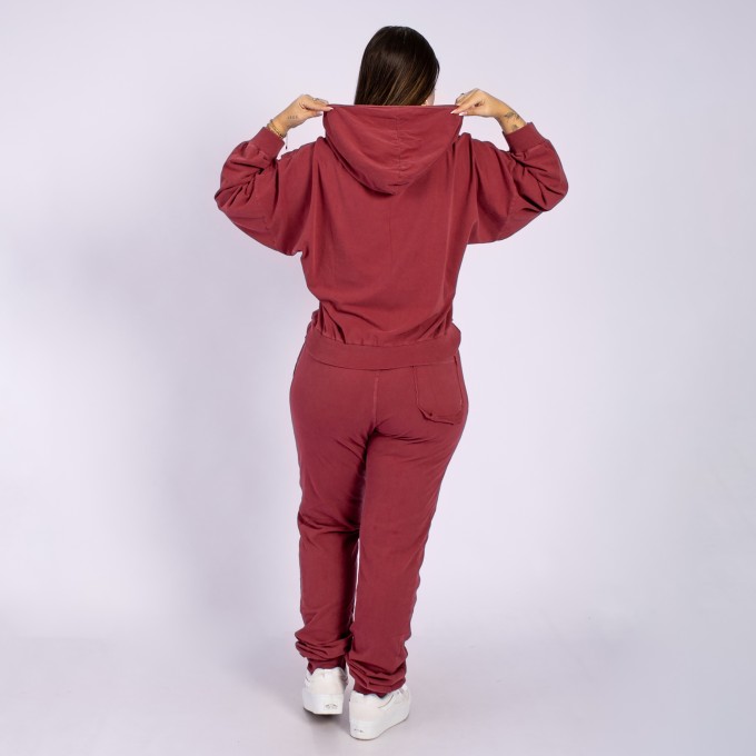 Conjunto Com Capuz E Calça Jogger Vinho
