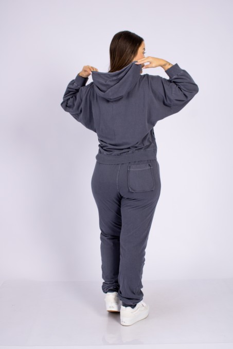 Conjunto Com Capuz E Calça Jogger Preto Azulado