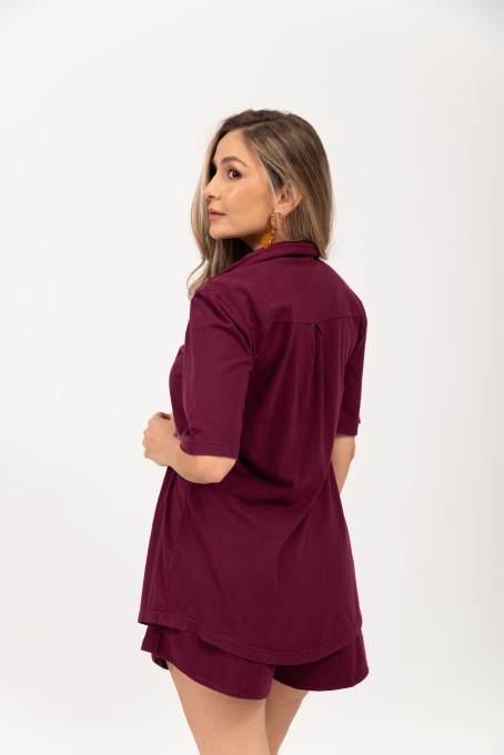 Chemise Com Top Franzido Vinho