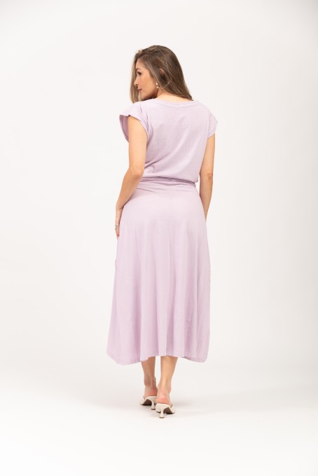 Blusa Com Barra Ribana Decote V Lilás