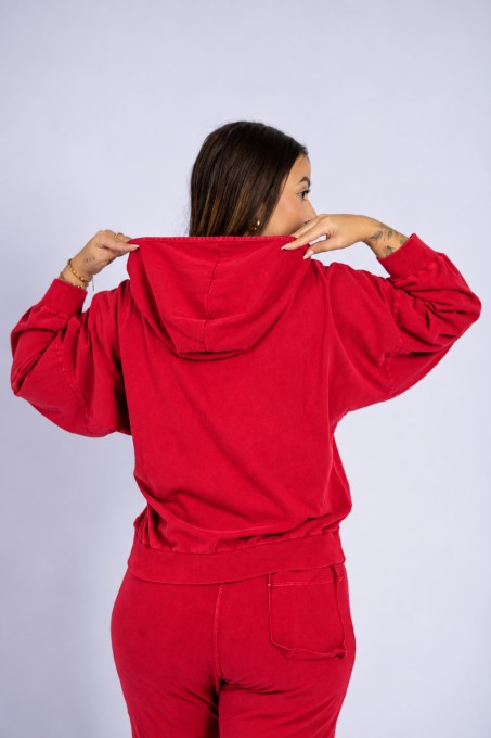 Conjunto Com Capuz E Calça Jogger Vermelho