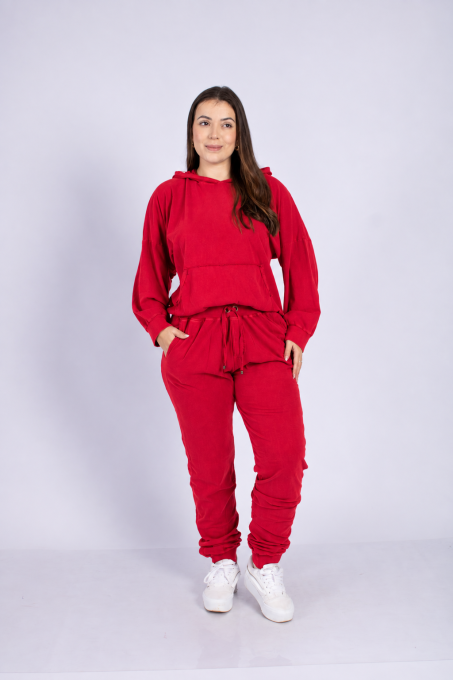 Conjunto Com Capuz E Calça Jogger Vermelho