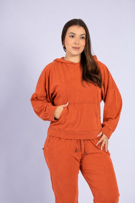 Conjunto Com Capuz E Calça Jogger Telha