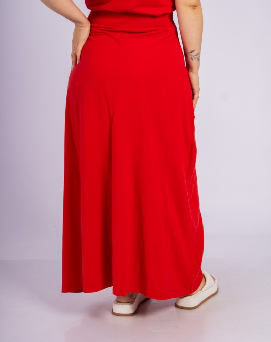 Saia Longa Com Bolsos Laterais Vermelho