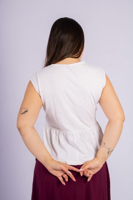 Blusa Decote V Com Babado Branco